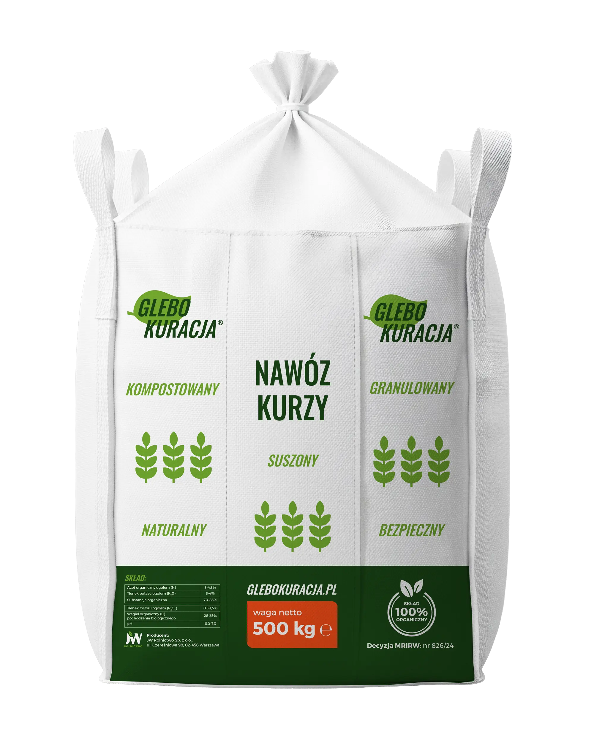 Glebokuracja Organic Granulated Chicken Manure Fertilizer (500kg BIG-BAG)